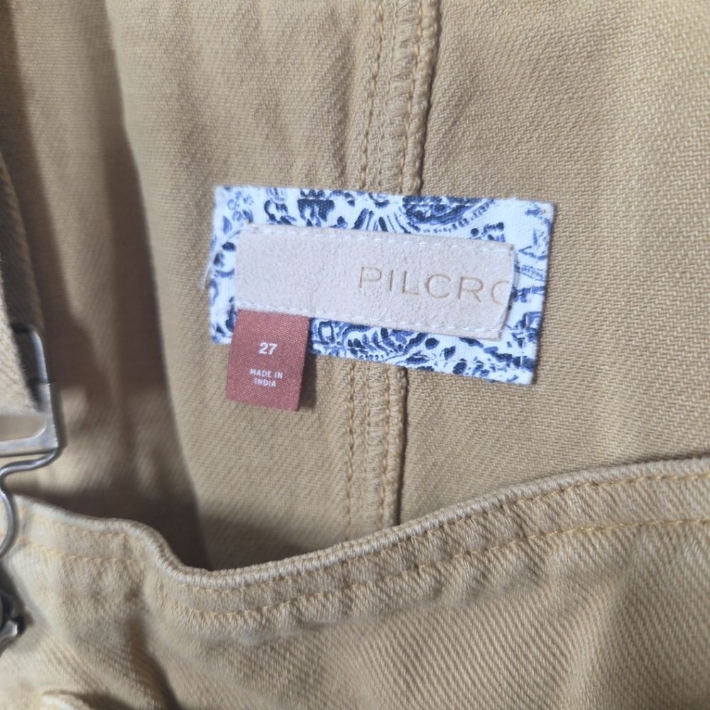 PILCRO by Anthropologie Shorts Romper Overalls 27 Khaki Mustard Summer fave! 90s - Picture 3 of 8